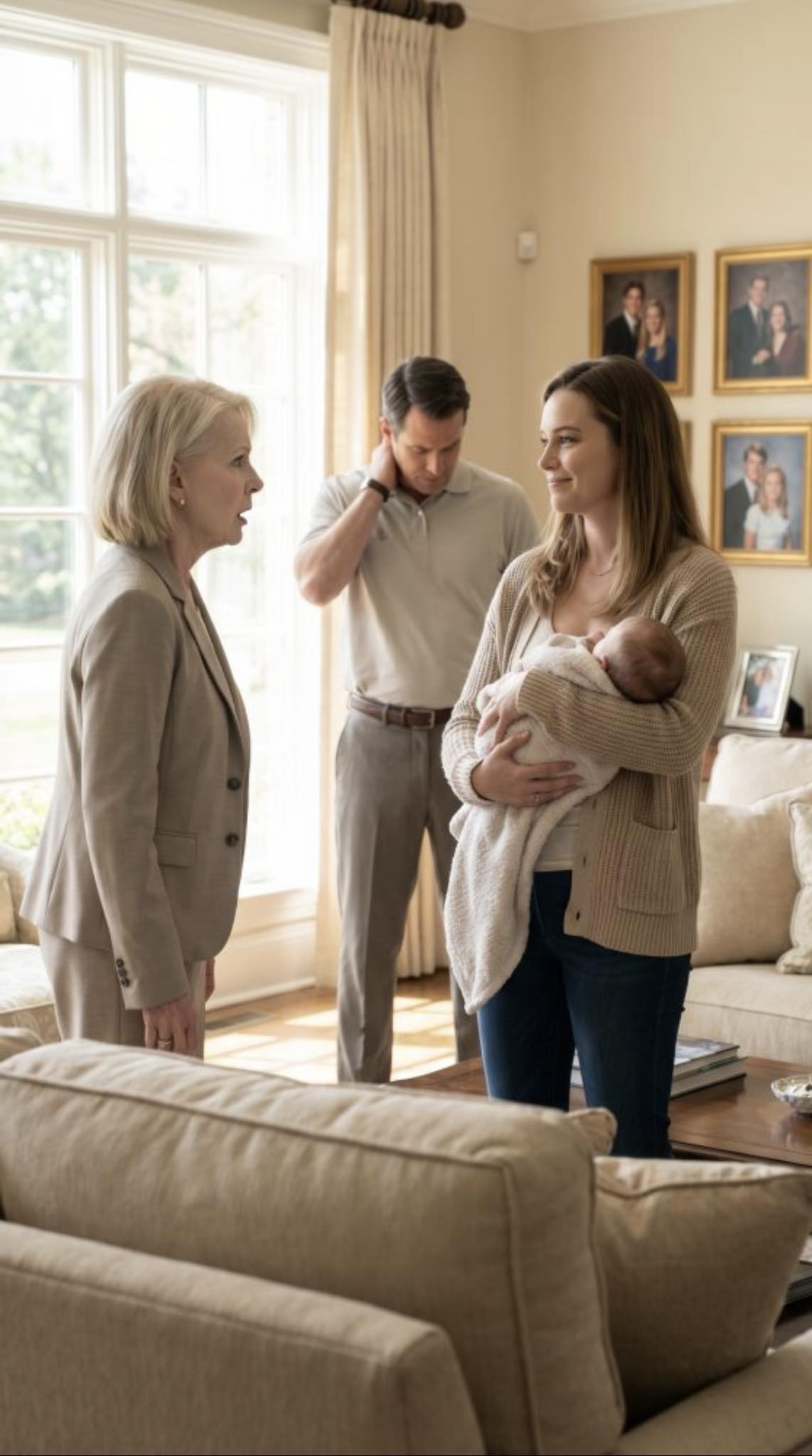 Wciąż trzymałam na rękach moje nowonarodzone dziecko, gdy moja teściowa powiedziała z pogardą: „Nie pasujesz do tego rodzinnego zdjęcia. Odejdź”.