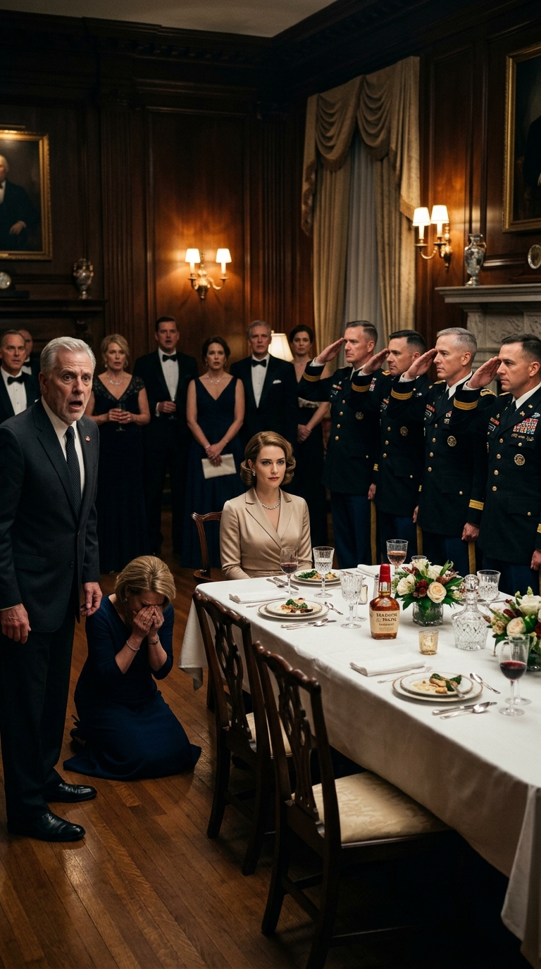 „Kobiety nie dostają znaków wywoławczych” – powiedział mój emerytowany ojczym z piechoty morskiej podczas kolacji z okazji nadania stopnia oficerskiego mojemu bratu, uśmiechając się do sali pełnej oficerów, jakby znów obrócił mnie w żart, a potem wypowiedziałem dwa słowa, które sprawiły, że śmiech zamarł tak głośno, że słychać było szuranie krzeseł po podłodze