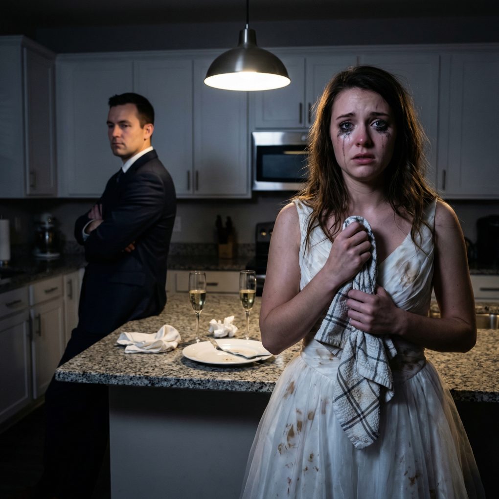 W noc poślubną, zamiast miłości, mąż rzucił mi w twarz ścierką kuchenną i powiedział, że moje miejsce jest w kuchni. Nie płakałam. Nie kłóciłam się. Uśmiechałam się, kiwałam głową i pozwoliłam mu myśleć, że już wygrał. Stojąc tam w sukni ślubnej, po raz pierwszy zobaczyłam go wyraźnie – nie jako mojego partnera, ale jako kogoś, kto myślał, że mnie posiada. Nie zdawał sobie sprawy, że ta chwila zmieniła wszystko… a ja już planowałam kolejny krok.