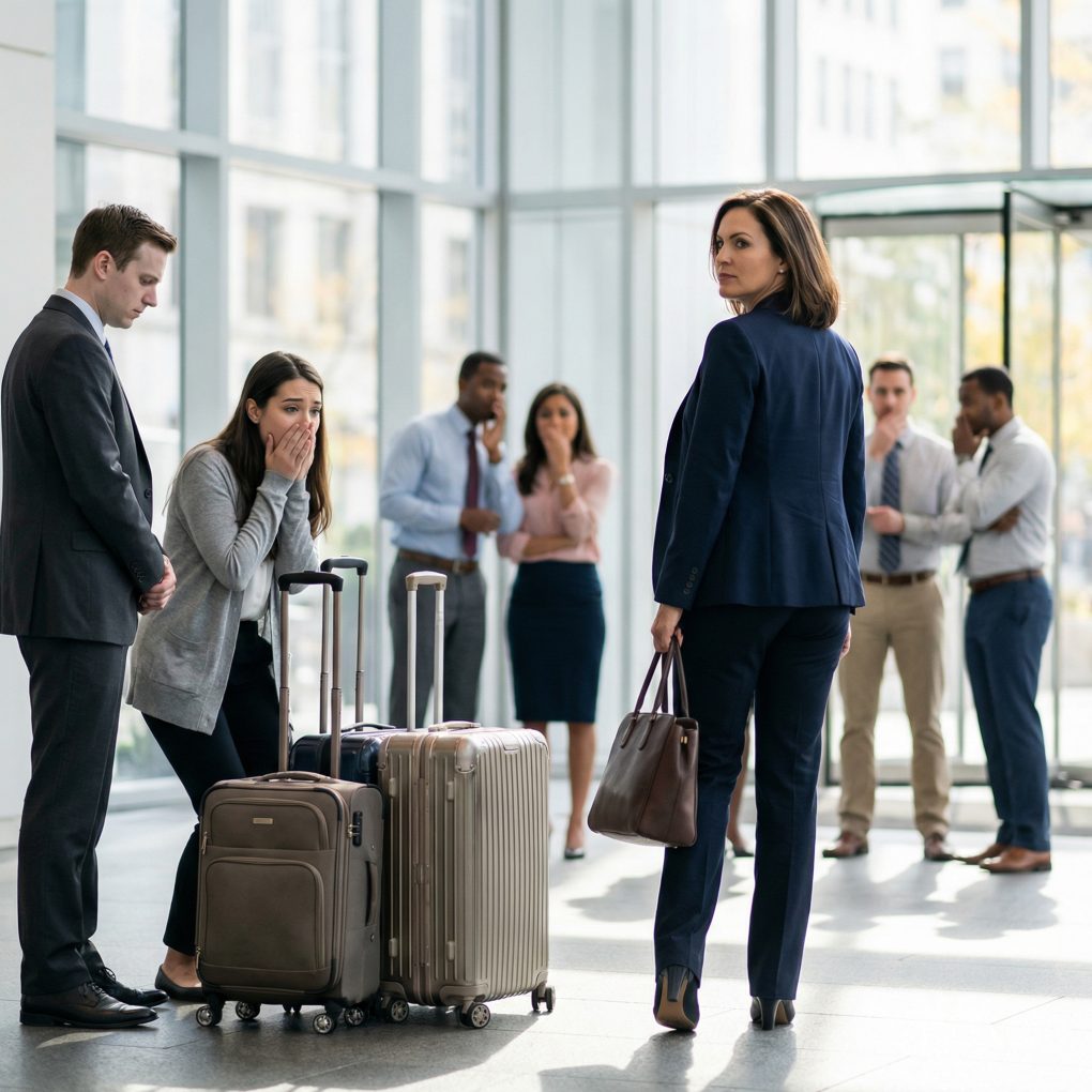 Dowiedziałam się, że mój mąż ma romans ze stażystką. Nie płakałam. Nie konfrontowałam się z nim w domu. Spakowałam wszystko, co miał – garnitury, buty, każdy „ważny” drobiazg – i pojechałam prosto do jego biura. Na środku holu zwinęłam jego walizkę pod jej stopy. Ludzie się zatrzymywali. Obserwowali. Szeptali. Spojrzałam jej w oczy i powiedziałam: „Gratulacje – jest cały twój”. Potem odwróciłam się… i zostawiłam go dokładnie tam, gdzie jego miejsce.