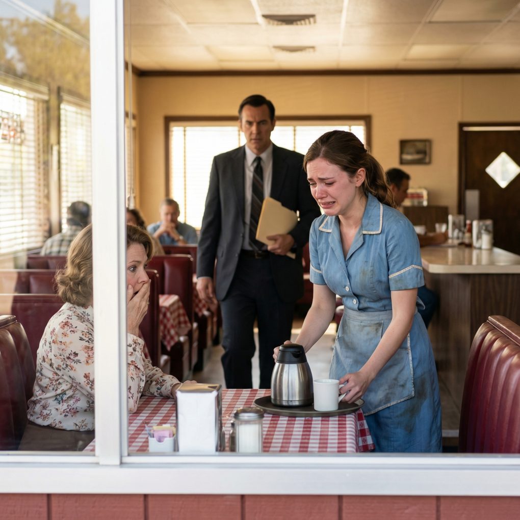 Wszedłem do tej knajpy, spodziewając się jedynie szybkiego posiłku – ale wtedy zobaczyłem swoją córkę. W dziewiątym miesiącu ciąży, wyczerpaną, z trudem dźwigającą tace drżącymi rękami. Serce mi zamarło. Kiedy na mnie spojrzała, jej uśmiech zniknął, zastąpiony łzami. „Mamo… on mnie rani” – wyszeptała. Wszystko, co myślałem, że wiem, rozsypało się w tej chwili. Nie zadawałem pytań. Nie wahałem się. Bo to, co miałem odkryć tej nocy… było o wiele gorsze, niż sobie wyobrażałem.