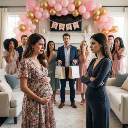 Mój baby shower miał być idealny – delikatne dekoracje, bliscy przyjaciele, rzadka chwila spokoju, zanim wszystko się zmieni. Nagle drzwi się otworzyły i weszła ciężarna kobieta, jakby to miejsce było dla niej. Spojrzała prosto na puste krzesło mojego męża i zawołała do niego „Kochanie”. W sali zapadła cisza. Twierdziła, że jest jego żoną, i ludzie zaczęli jej wierzyć. Nie spanikowałam. Nie sprzeciwiłam się. Po prostu zadałam jej jedno pytanie. A gdy tylko je usłyszała… zbladła.