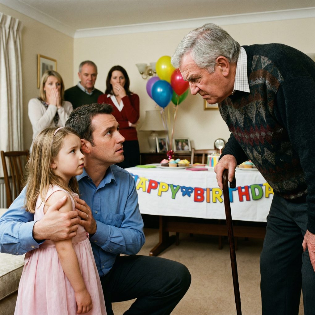 Tata wręczył mojej córce patyk na urodziny i roześmiał się: „Drogie prezenty są dla innych wnuków”. Cała sala przyłączyła się, jakby to był żart. Moja córeczka po prostu stała tam, zdezorientowana, trzymając go, jakby to miało jakiekolwiek znaczenie. Nie sprzeciwiłam się. Nie zareagowałam. Po prostu sprawdziłam godzinę. Trzydzieści minut później śmiech ucichł – bo to, co zrobiłam, uświadomiło wszystkim, kogo właśnie upokorzyli.