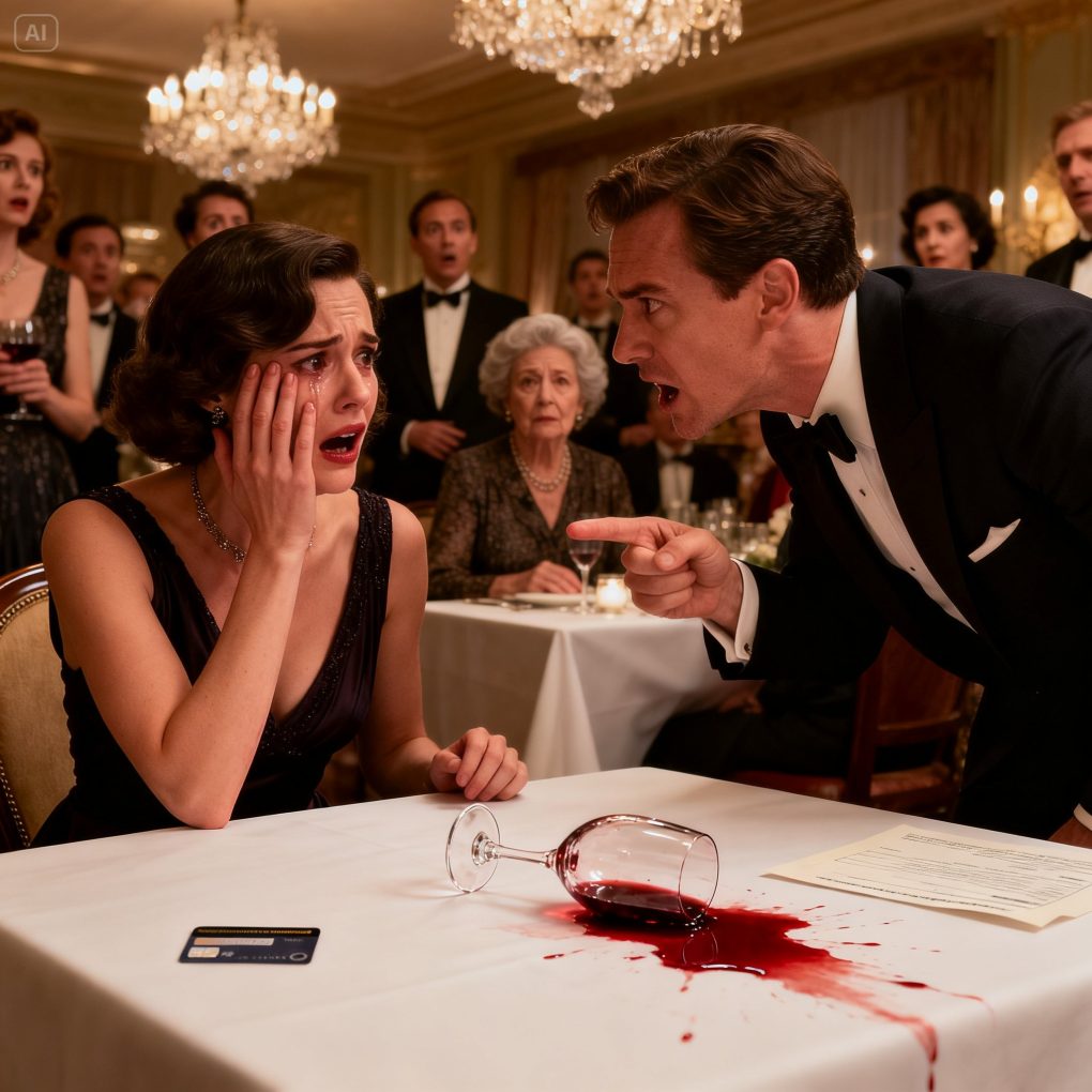 Kiedy odmówiłam zapłaty, nie protestował – upokorzył mnie. Wina na mojej twarzy. Jego matka uśmiechała się, jakby na to zasługiwała. „Płać albo to się skończy” – powiedział, pewien, że ma kontrolę. W pokoju zapadła cisza, czekając, aż się złamię. Nie. Otarłam policzek, sięgnęłam do torebki… i wykonałam jeden telefon. Kilka minut później wszystko się zmieniło. Kamery. Ochrona. Kierownictwo. I po raz pierwszy zdał sobie sprawę – to nie była scena, z której mógłby się wycofać.